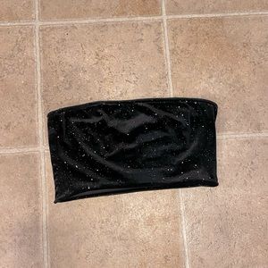 Black sparkly velvet croptop